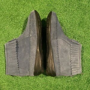 Blue Suede Shoes with Fringe Zip Bootie, Women’s 8 1/2